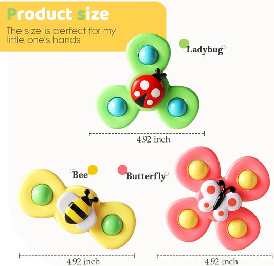 Insect-Themed Baby Spinner Toy Set - 3 Pack of Butterfly, Bee, and Ladybug Spinners