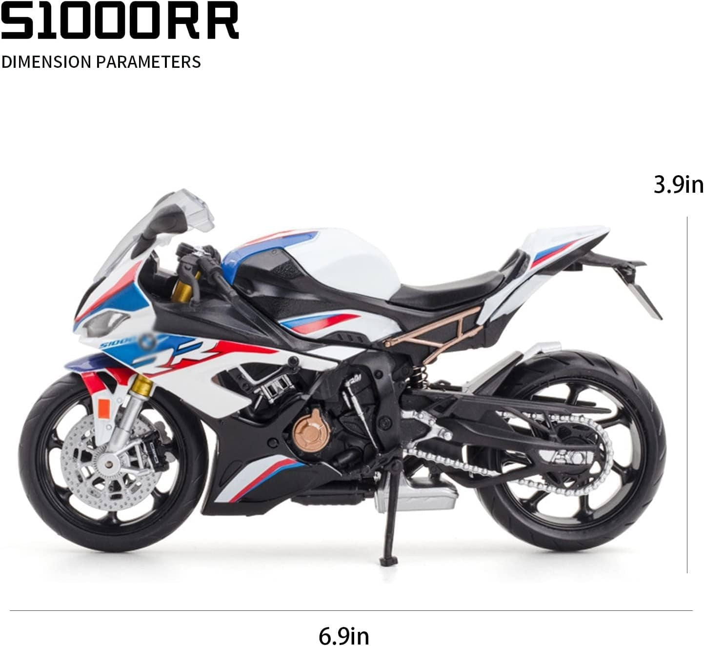 Die Cast Scale 1:12 Metal Motorcycle Miniature (BMW S1000 RR - White)