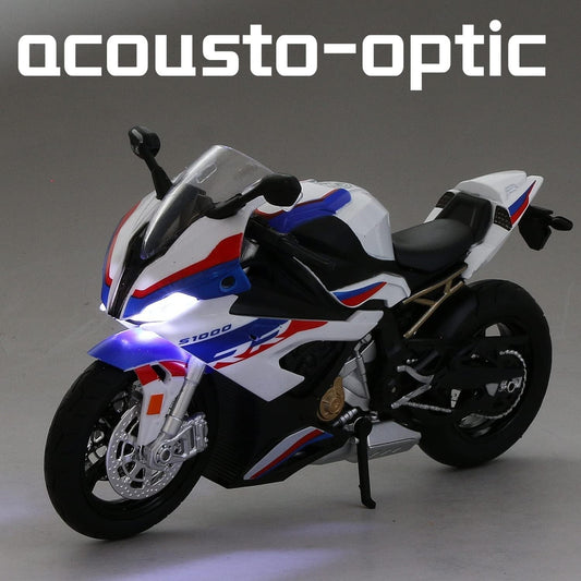 Die Cast Scale 1:12 Metal Motorcycle Miniature (BMW S1000 RR - White)