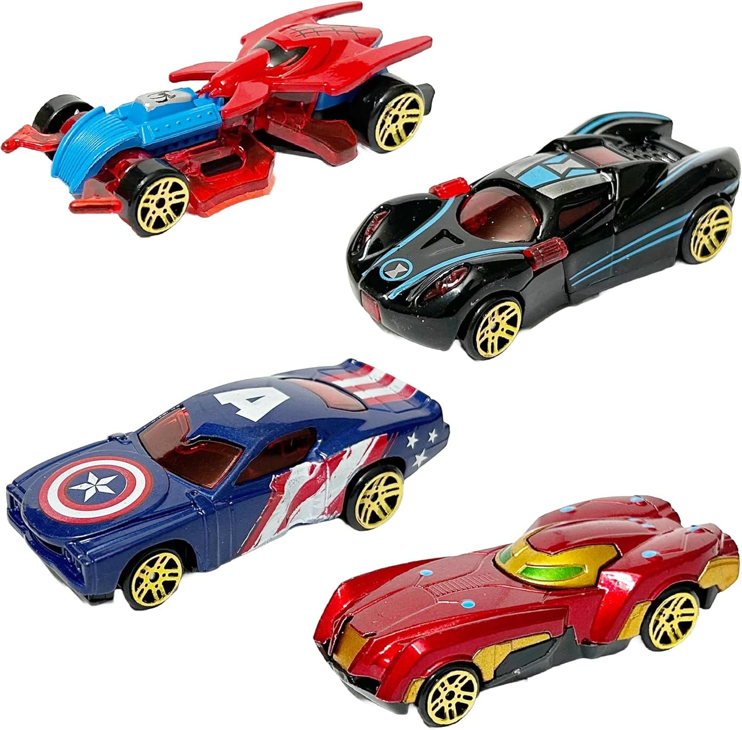 Super Hero Alloy Car Toys Metal Die-Cast Car Toys for Kids Pack of 4 Push & Go Super Hero Car - Multicolour Age 3+