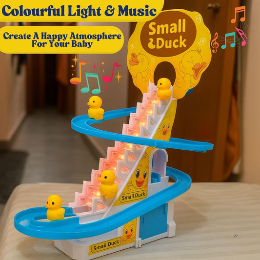 Duck Slide Toy Set, Funny Automatic Duck Chasing Race Track Game Set