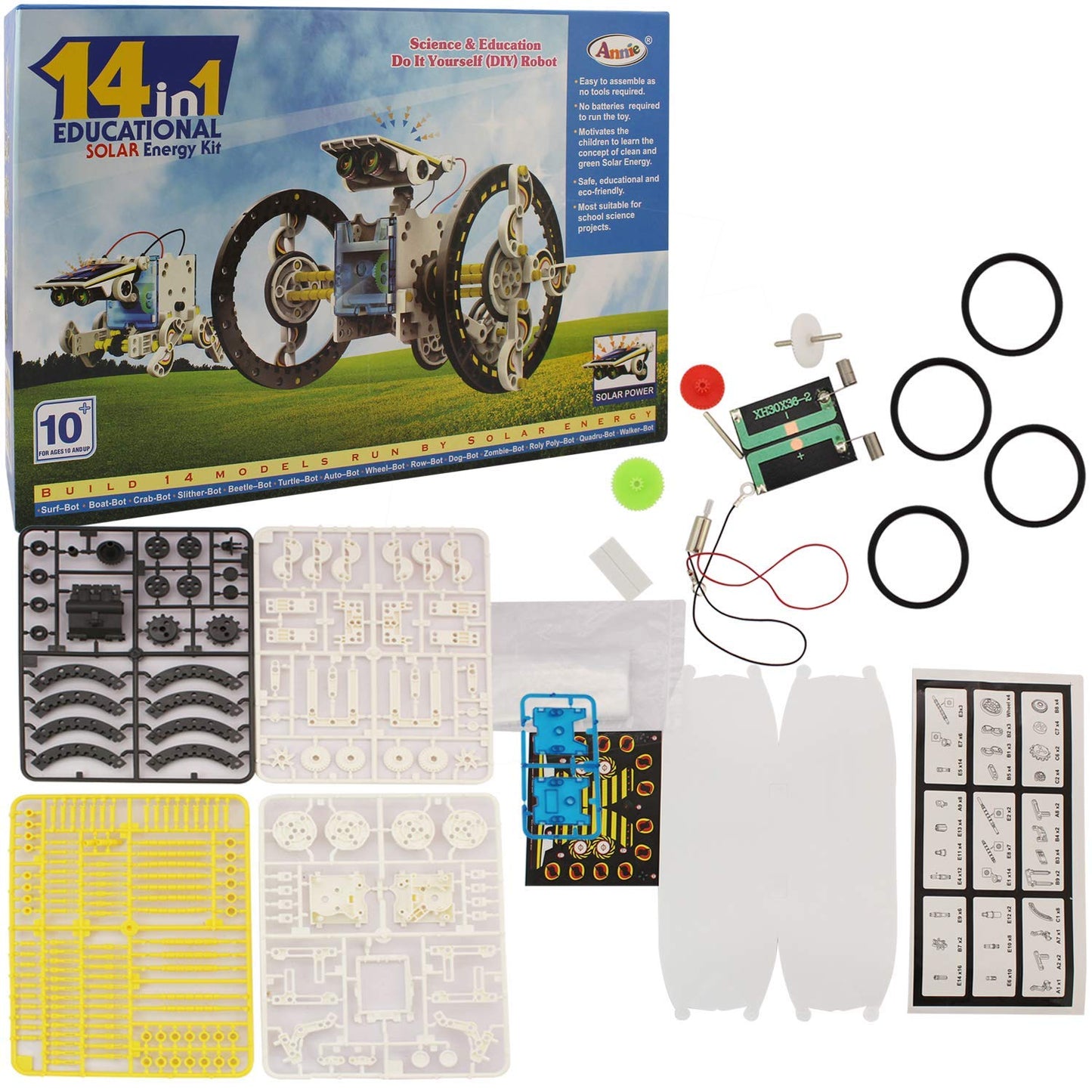 14-in-1 Educational Solar Energy Kit for Kids | Solar Powered Robotics Kit