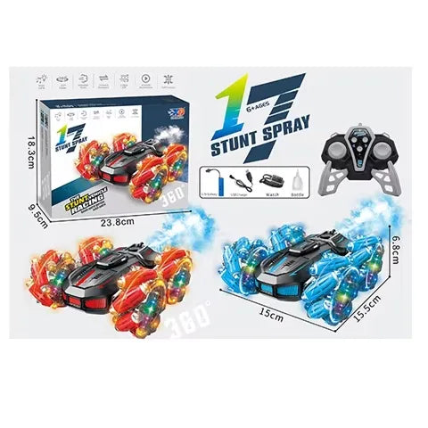 Double-Sided RC Stunt Car for Kids: 360° Drift, Remote Control || With Smoke & Mist Effect (Without watch)