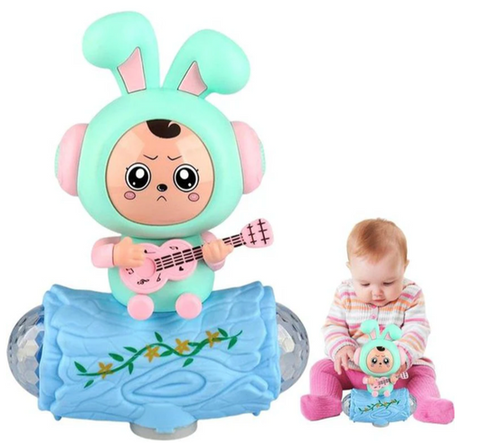 Musical Rabbit Face Changing Toy with Lights, Music, 360 Degree rotation and Bump & Go Action for Kids Aged 3+(Green)