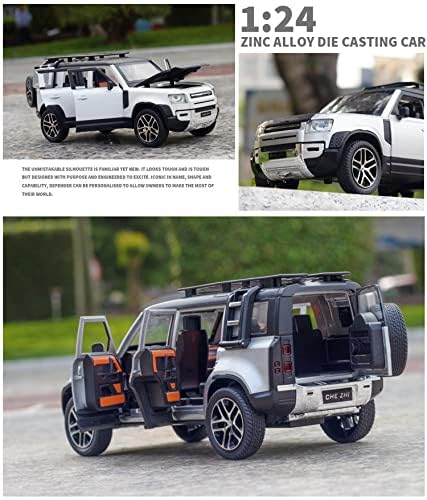 Land Rover Defender Diecast Toy Car – White, Pull Back, Light & Sound