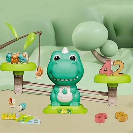 2 in 1 Dino Balancing Toy for Kids with Fishing Rods Educational Number Counting Toy for Kids