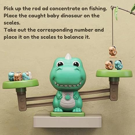 2 in 1 Dino Balancing Toy for Kids with Fishing Rods Educational Number Counting Toy for Kids