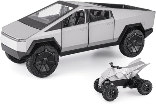 1:24 Diecast Teslaa Cybertruck with Bike Silver