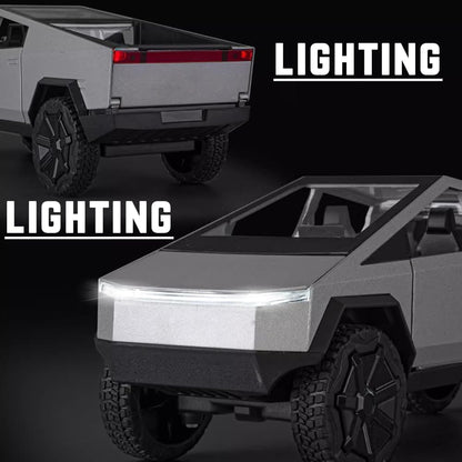 1:24 Diecast Teslaa Cybertruck with Bike Silver