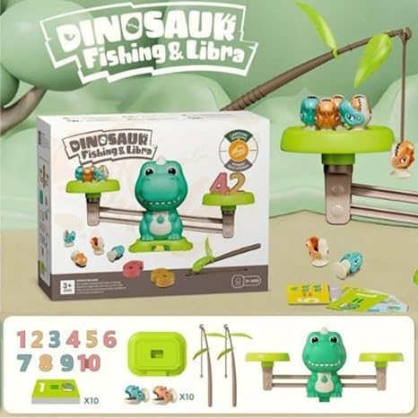 2 in 1 Dino Balancing Toy for Kids with Fishing Rods Educational Number Counting Toy for Kids