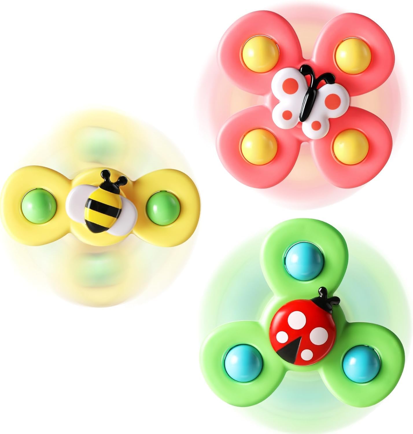 Insect-Themed Baby Spinner Toy Set - 3 Pack of Butterfly, Bee, and Ladybug Spinners