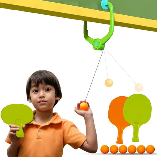 Door Hanging Table Tennis Trainer for Kids | Indoor Ping Pong Game Set with 2 Rackets and 5 Balls