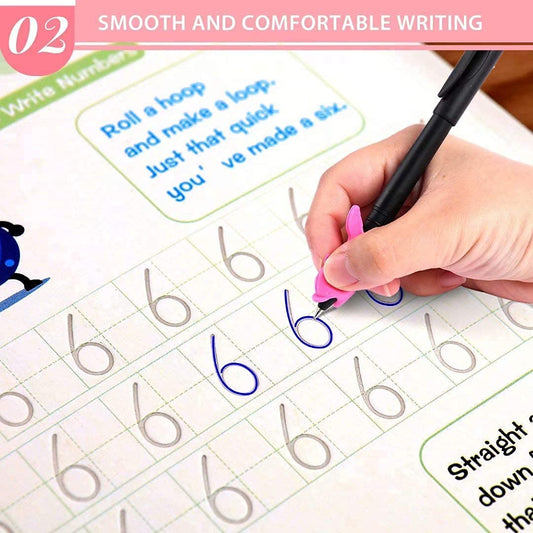Sank Magic Practice Copybook (4 BOOK + 10 REFILL+ 1 Pen +1 Grip)