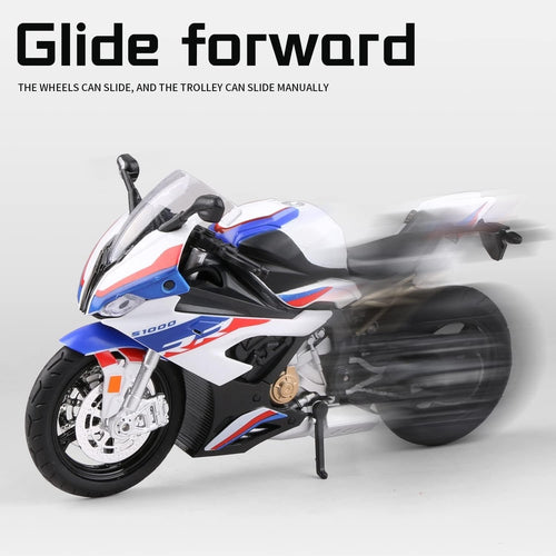 Die Cast Scale 1:12 Metal Motorcycle Miniature (BMW S1000 RR - White)