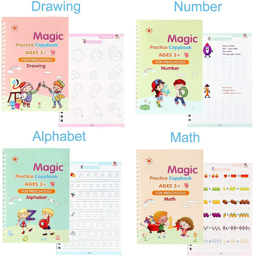 Sank Magic Practice Copybook (4 BOOK + 10 REFILL+ 1 Pen +1 Grip)