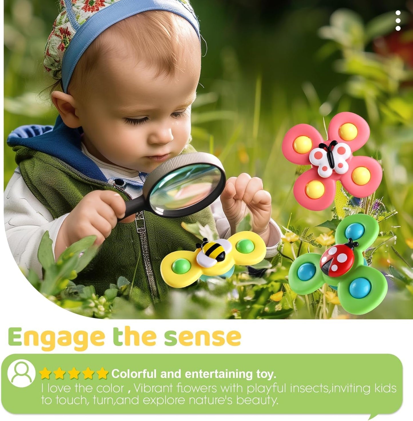 Insect-Themed Baby Spinner Toy Set - 3 Pack of Butterfly, Bee, and Ladybug Spinners