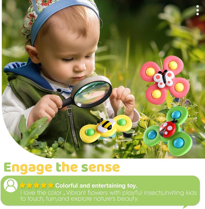 Insect-Themed Baby Spinner Toy Set - 3 Pack of Butterfly, Bee, and Ladybug Spinners