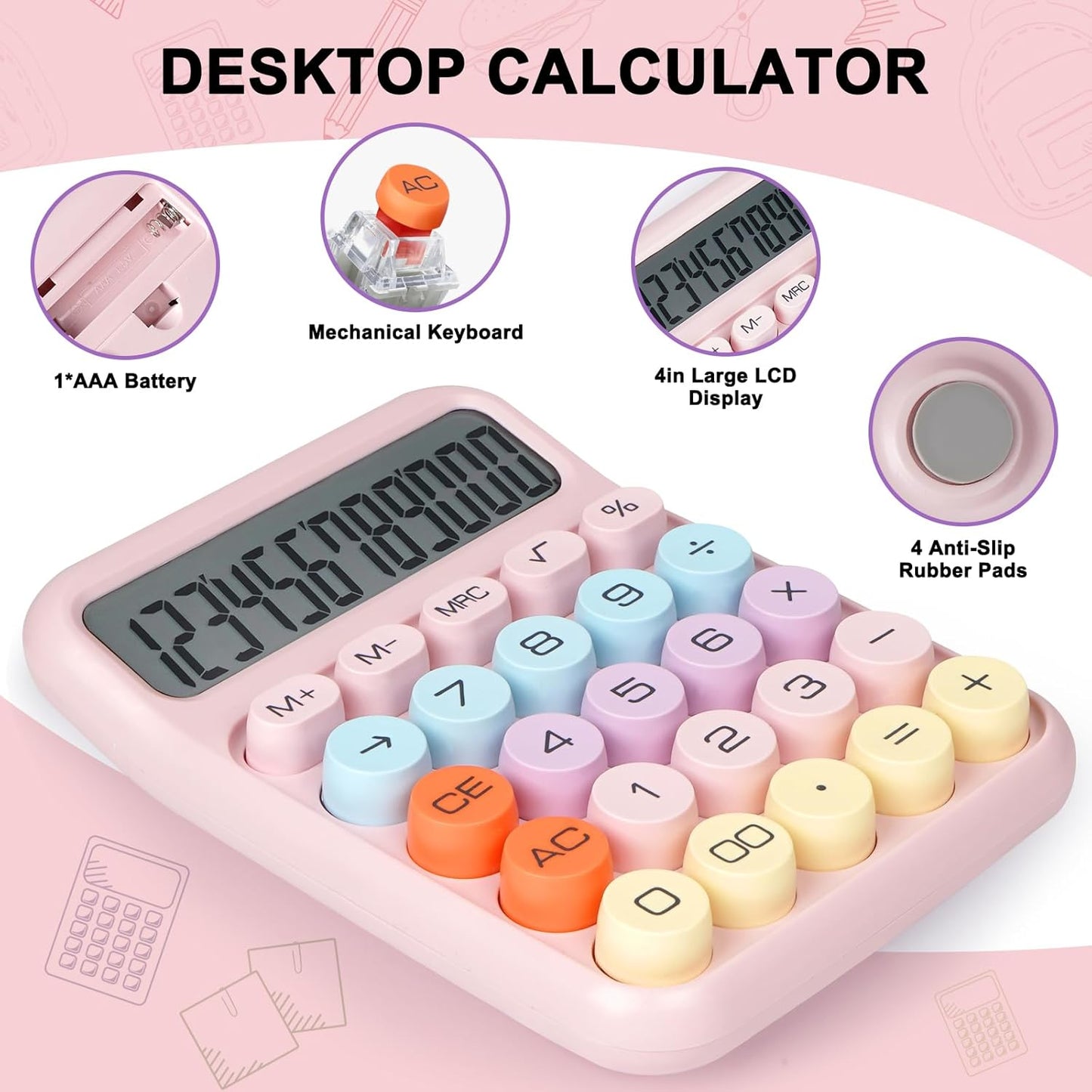 Colorful Pastel-Colored Electronic Calculator