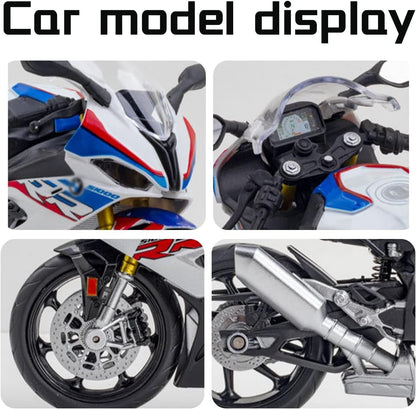 Die Cast Scale 1:12 Metal Motorcycle Miniature (BMW S1000 RR - White)