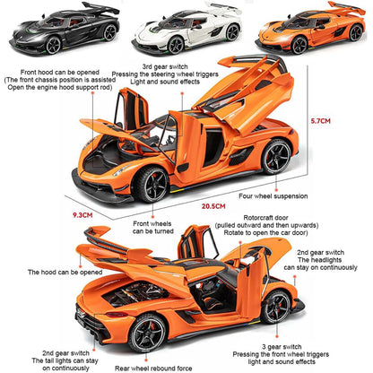 Koenigsegg Jesko 1/24 Alloy Collectibles Die-cast Vehicles with Sound and Light