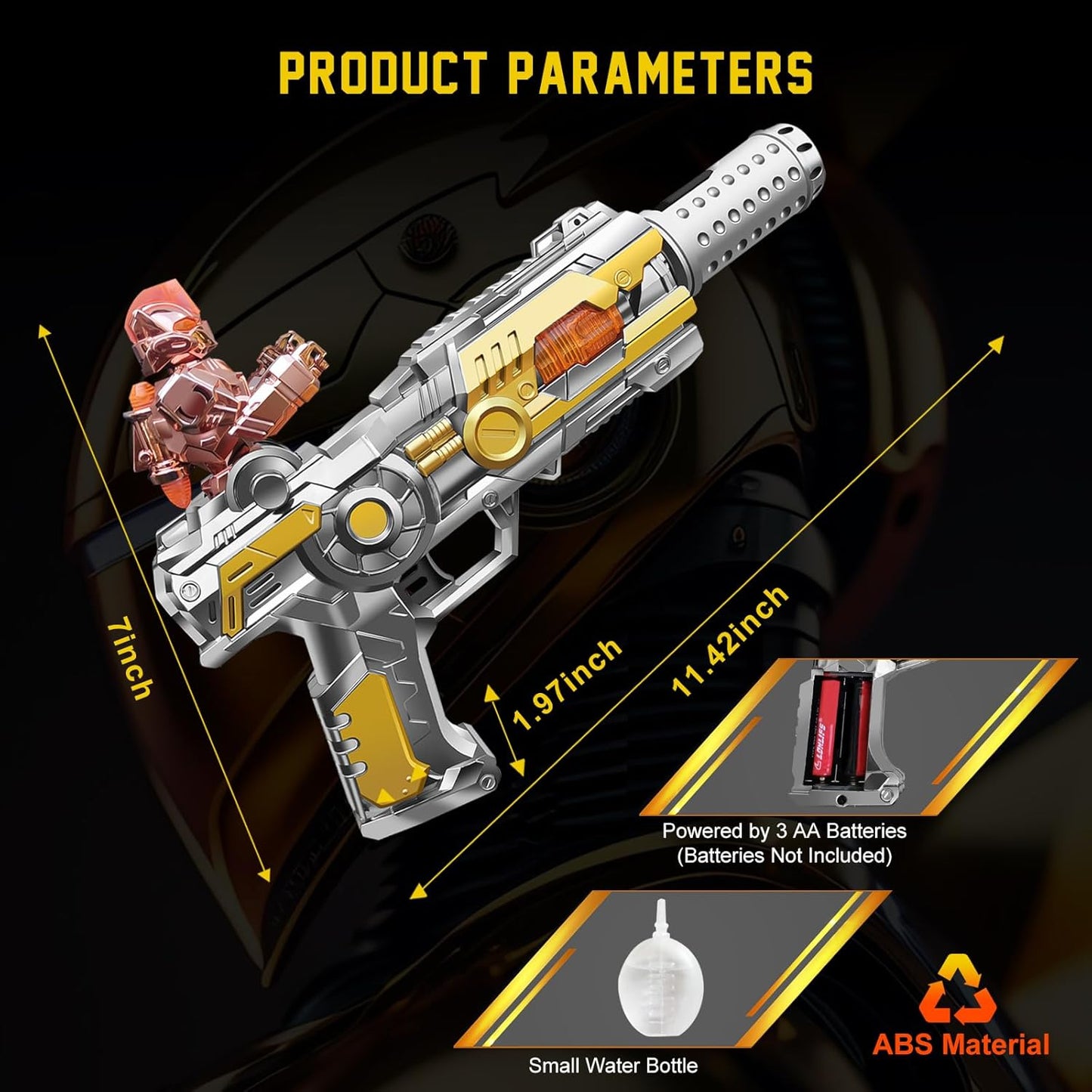Light Up Toy Gun with Sound Effects & Spray