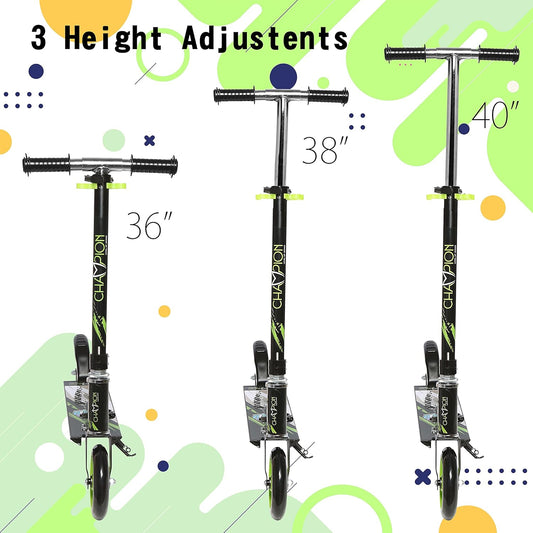 Champion Kick Scooter for Kids 2 Wheels Steel Frame Large Foldable & Height Adjustable with Suspension Brake 2 Wheels Skate (Weight Capacity Up to 50 Kgs, Age 3+ years Boys & Girls)