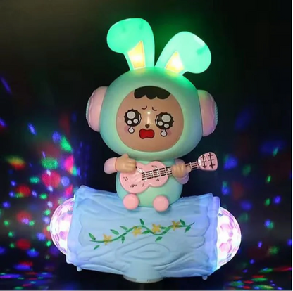 Musical Rabbit Face Changing Toy with Lights, Music, 360 Degree rotation and Bump & Go Action for Kids Aged 3+(Green)