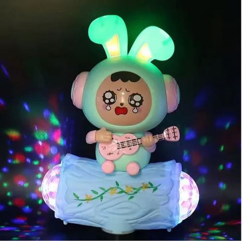 Musical Rabbit Face Changing Toy with Lights, Music, 360 Degree rotation and Bump & Go Action for Kids Aged 3+(Green)