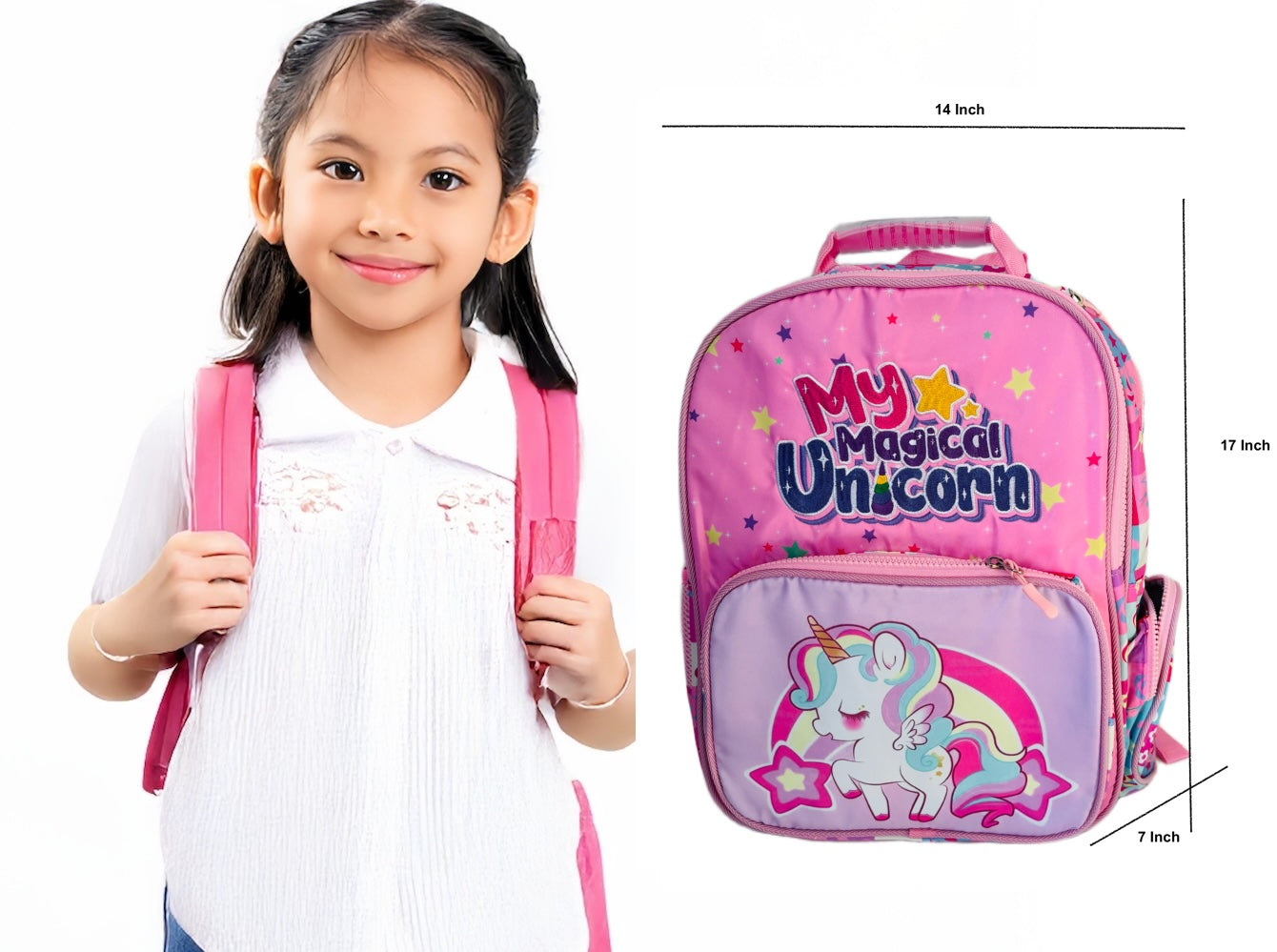 UNICORN School Bag for Girls || LOVELY UNICORN CARTOON SCHOOL BACKPACK FOR 1-3 Class