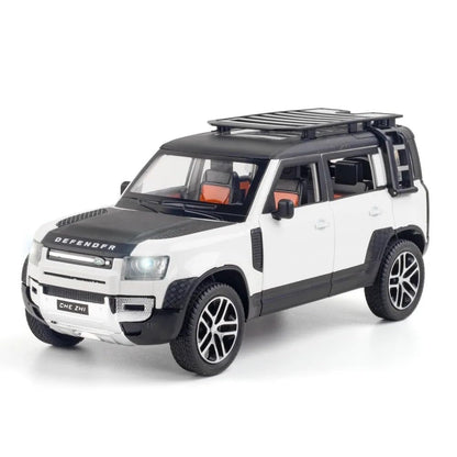 Land Rover Defender Diecast Toy Car – White, Pull Back, Light & Sound